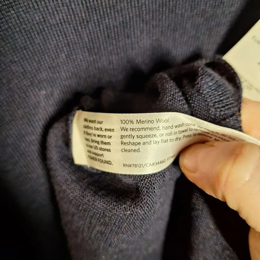 Eileen Fisher NEW 2X Merino jersey cowl neck sweater dark navy blue 100% wool - Picture 4 of 5